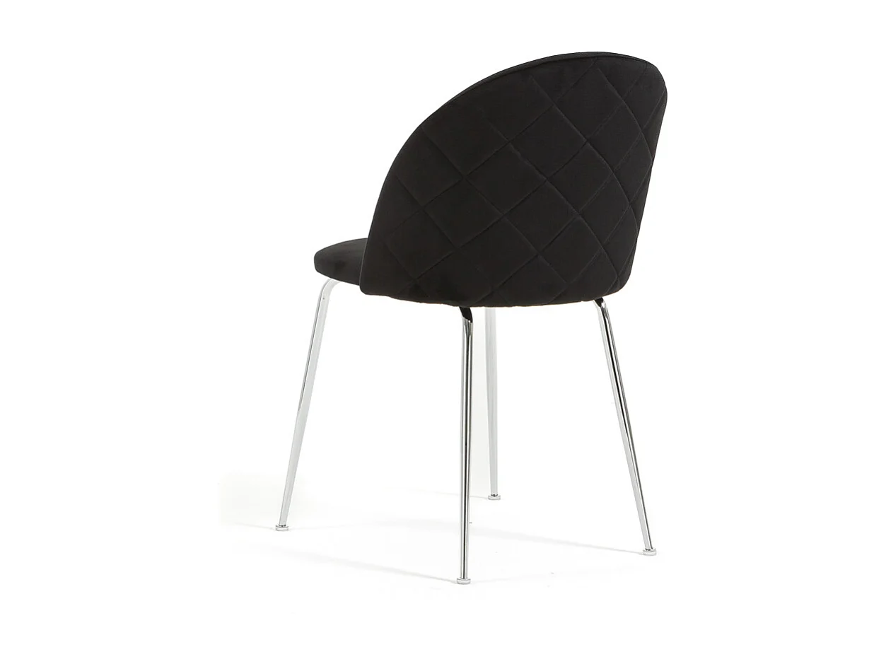 Lot de 2 chaises en velours avec pieds en métal, design élégant pour cuisine, salle à manger, bar ou restaurant – Sara – Noir/Argent
