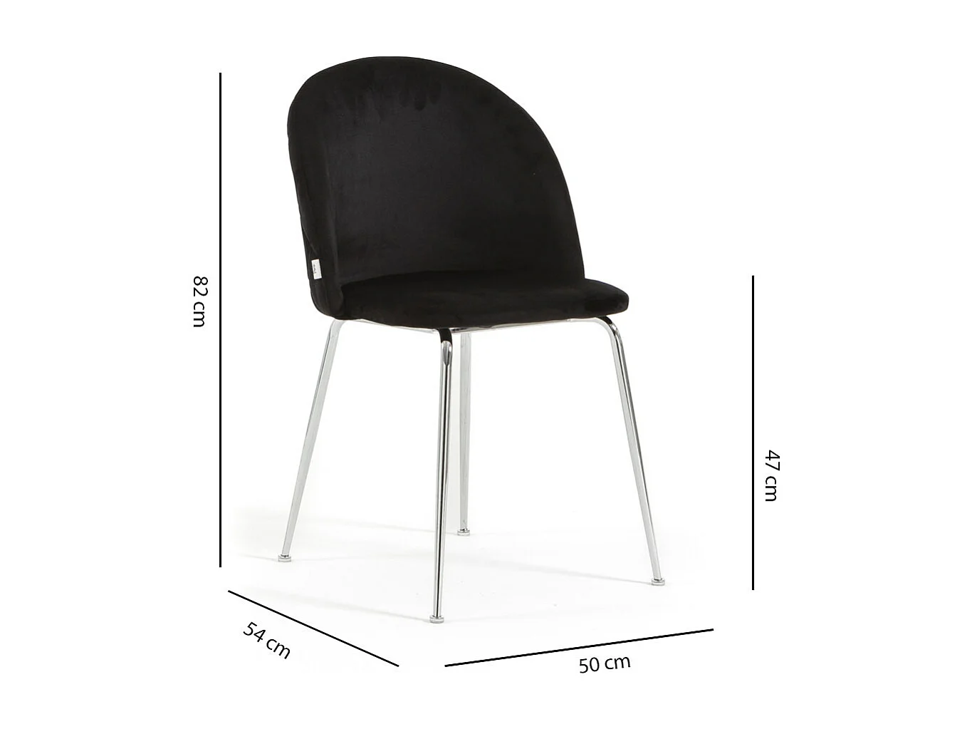 Lot de 2 chaises en velours avec pieds en métal, design élégant pour cuisine, salle à manger, bar ou restaurant – Sara – Noir/Argent