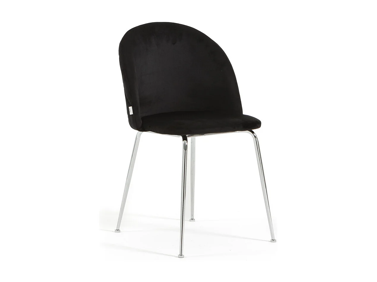 Lot de 2 chaises en velours avec pieds en métal, design élégant pour cuisine, salle à manger, bar ou restaurant – Sara – Noir/Argent
