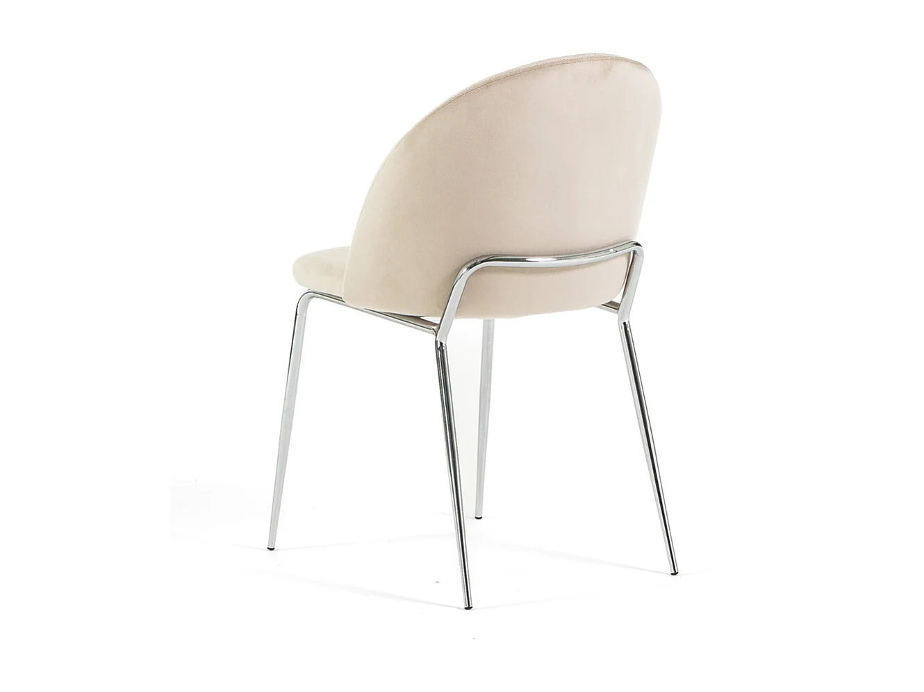 Set di 2 sedie da interno in velluto, imbottite, gambe in metallo, design elegante per cucina, sala da pranzo e ristorante – Crema/Argento – Sonia