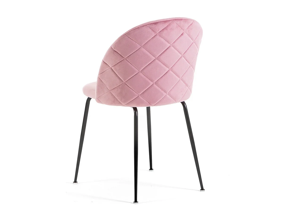 Lot de 2 chaises en velours avec pieds en métal, design élégant pour cuisine, salle à manger, bar ou restaurant – Sara – Rose/Gris foncé