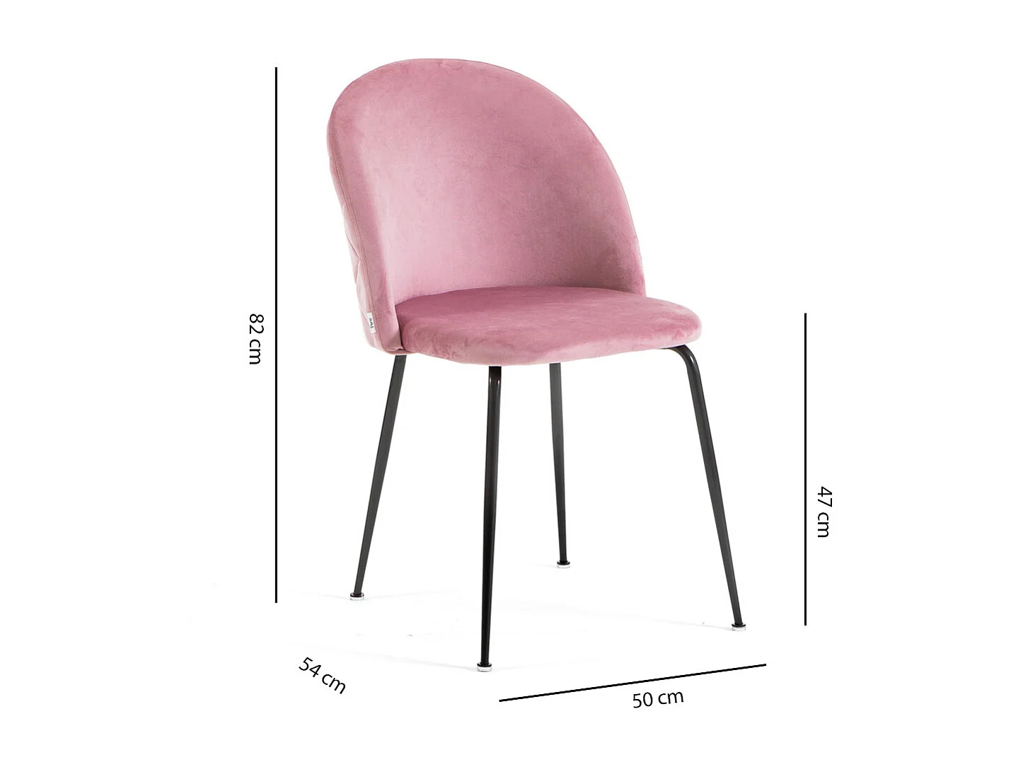 Lot de 2 chaises en velours avec pieds en métal, design élégant pour cuisine, salle à manger, bar ou restaurant – Sara – Rose/Gris foncé