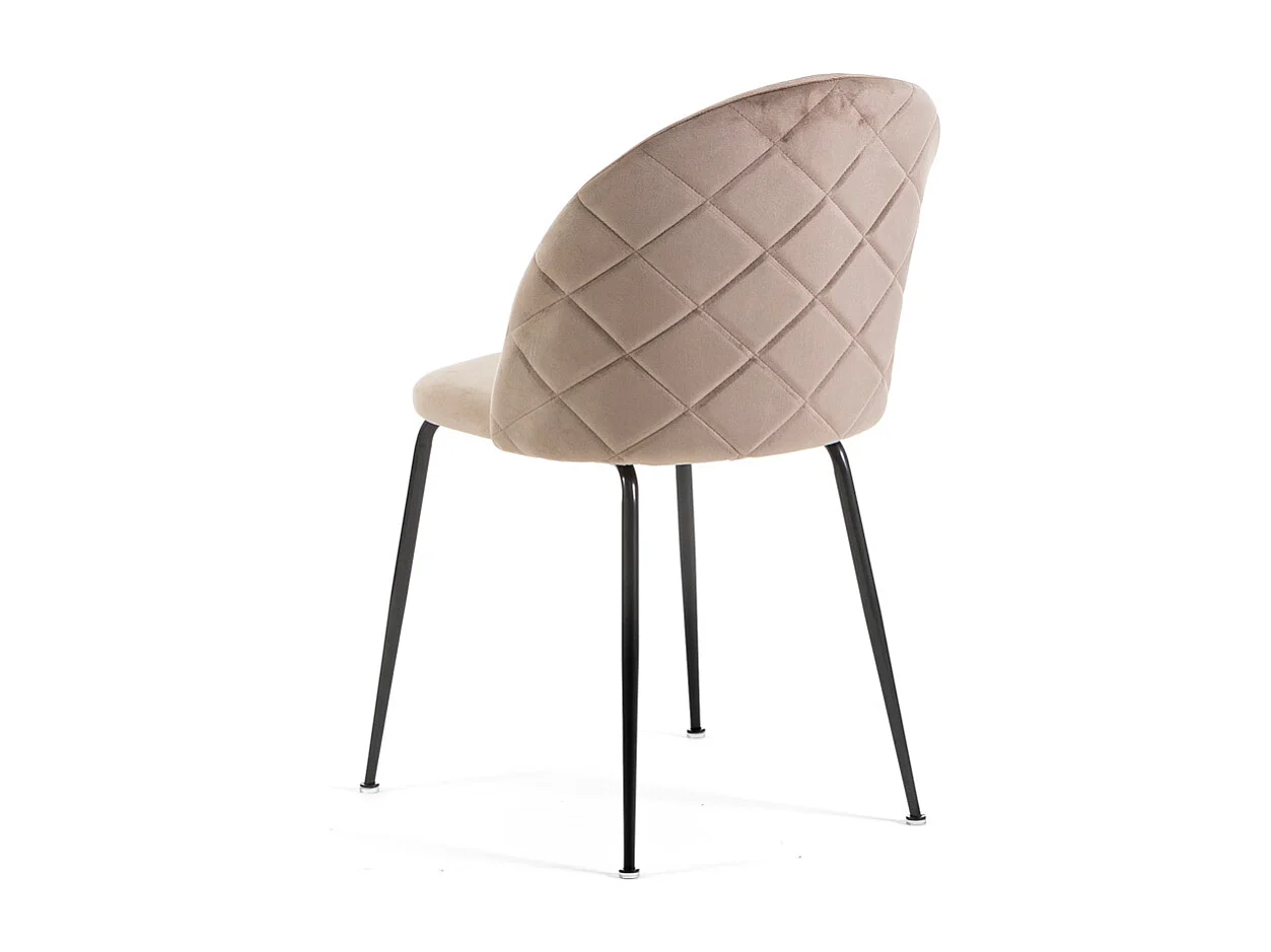 Lot de 2 chaises en velours avec pieds en métal, design élégant pour cuisine, salle à manger, bar ou restaurant – Sara – Taupe/Gris foncé