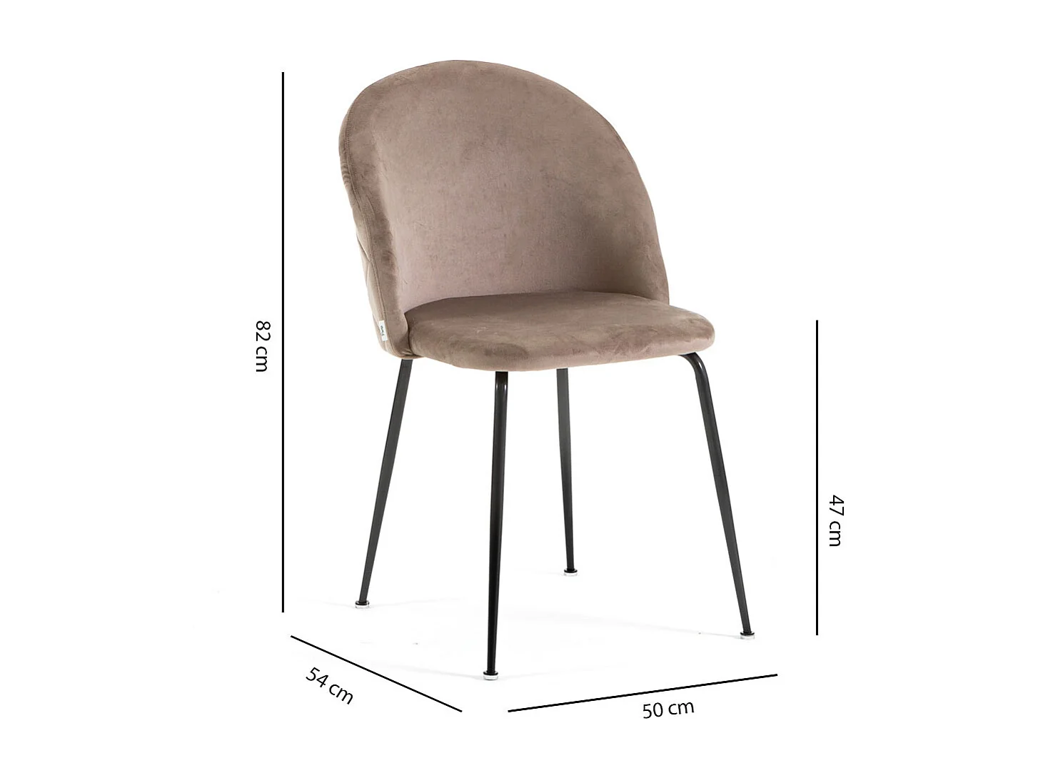 Lot de 2 chaises en velours avec pieds en métal, design élégant pour cuisine, salle à manger, bar ou restaurant – Sara – Taupe/Gris foncé