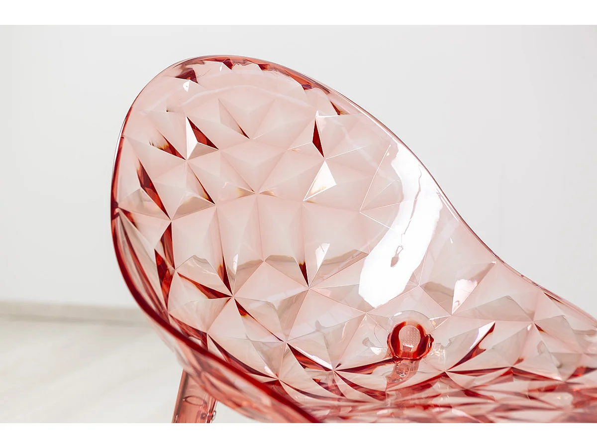 Set de 2 chaises en polycarbonate transparent, résistantes, ergonomiques, pour bar, restaurant, cuisine, jardin, design moderne - Diamante - Rose