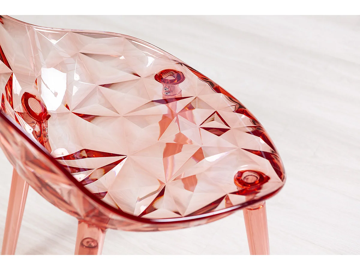 Set de 2 chaises en polycarbonate transparent, résistantes, ergonomiques, pour bar, restaurant, cuisine, jardin, design moderne - Diamante - Rose