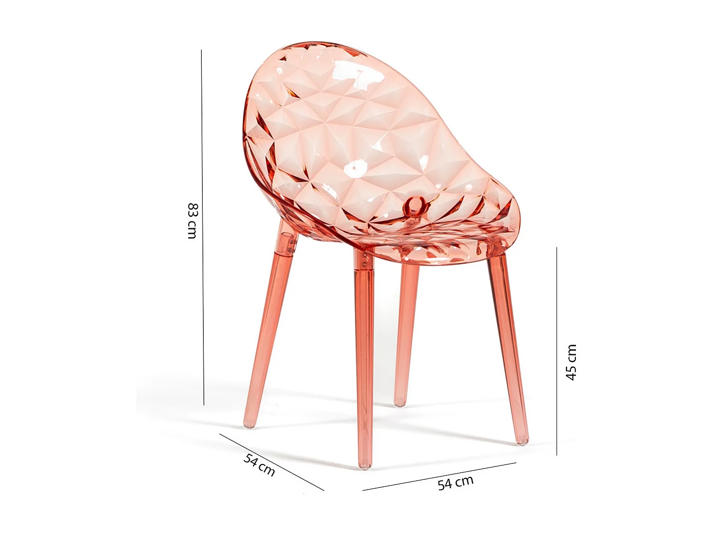 Set de 2 chaises en polycarbonate transparent, résistantes, ergonomiques, pour bar, restaurant, cuisine, jardin, design moderne - Diamante - Rose