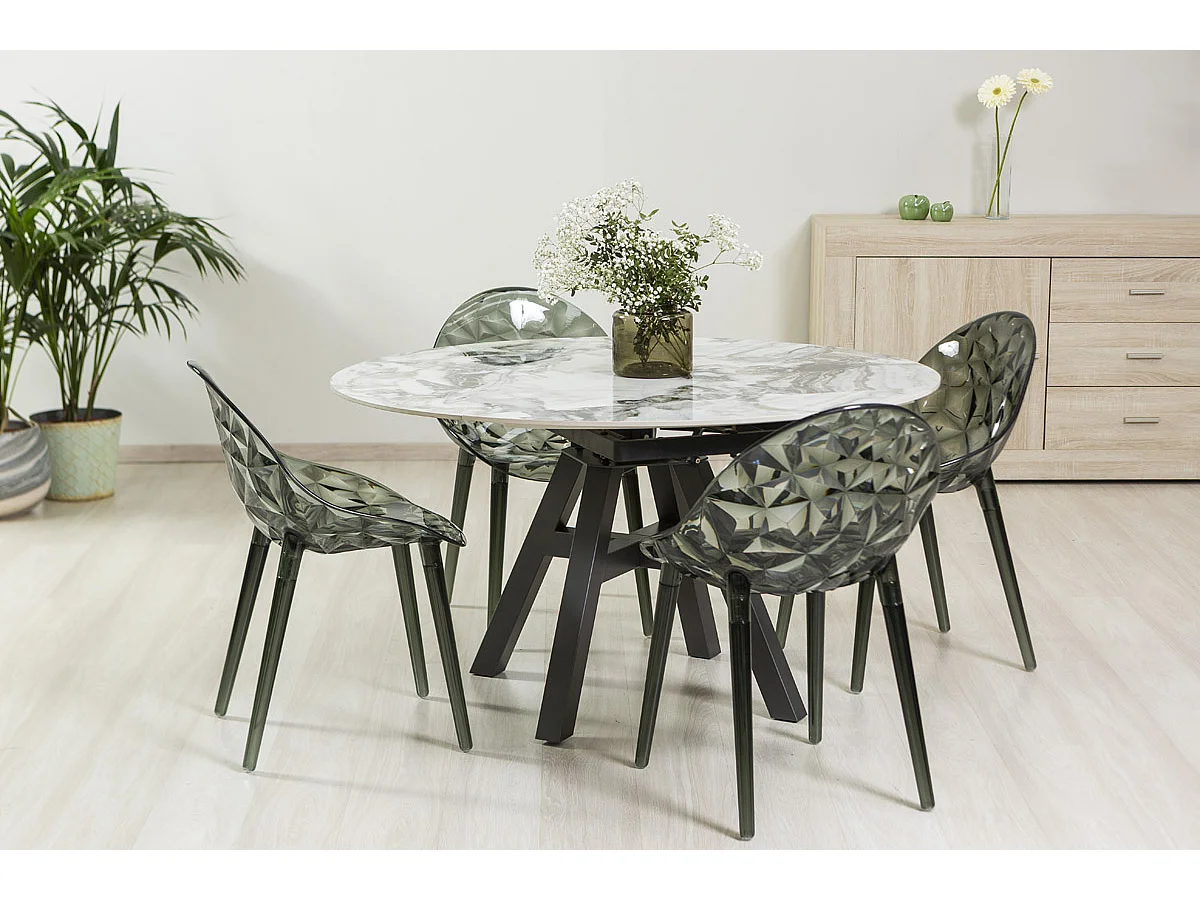 Set de 2 chaises en polycarbonate transparent, résistantes, ergonomiques, pour bar, restaurant, cuisine, jardin, design moderne - Diamante - Fumé