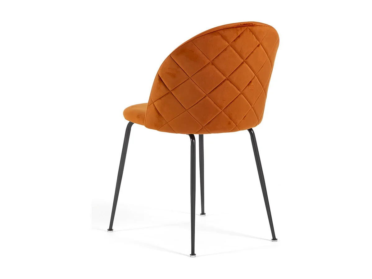 Lot de 2 chaises en velours avec pieds en métal, design élégant pour cuisine, salle à manger, bar ou restaurant – Sara – Rouille/Gris foncé