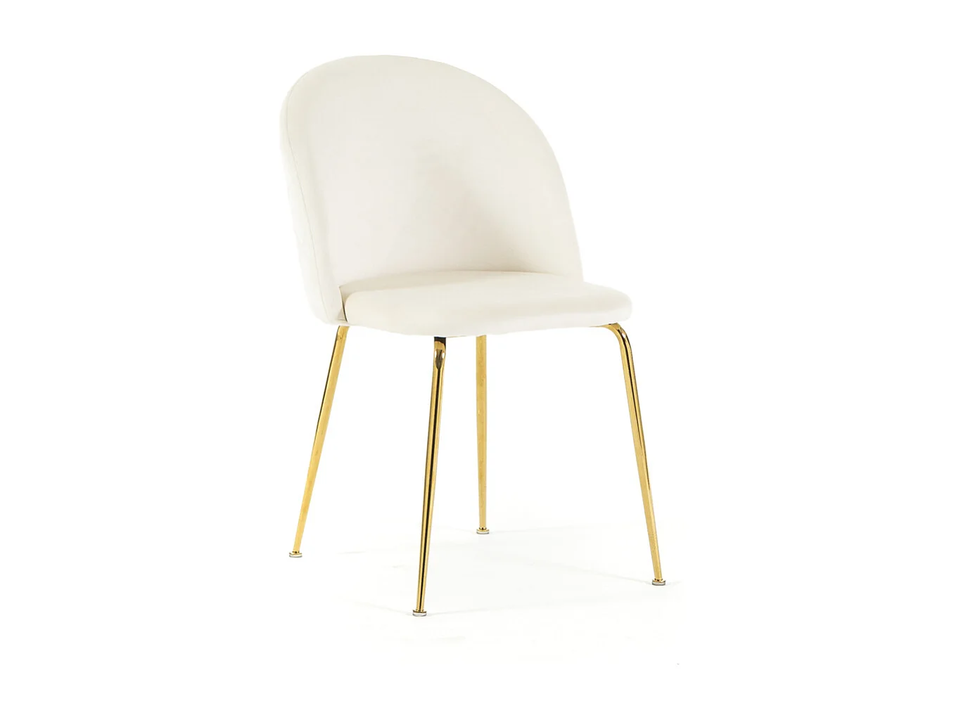 Lot de 2 chaises en velours avec pieds en métal, design élégant pour cuisine, salle à manger, bar ou restaurant – Sara – Blanc/Or
