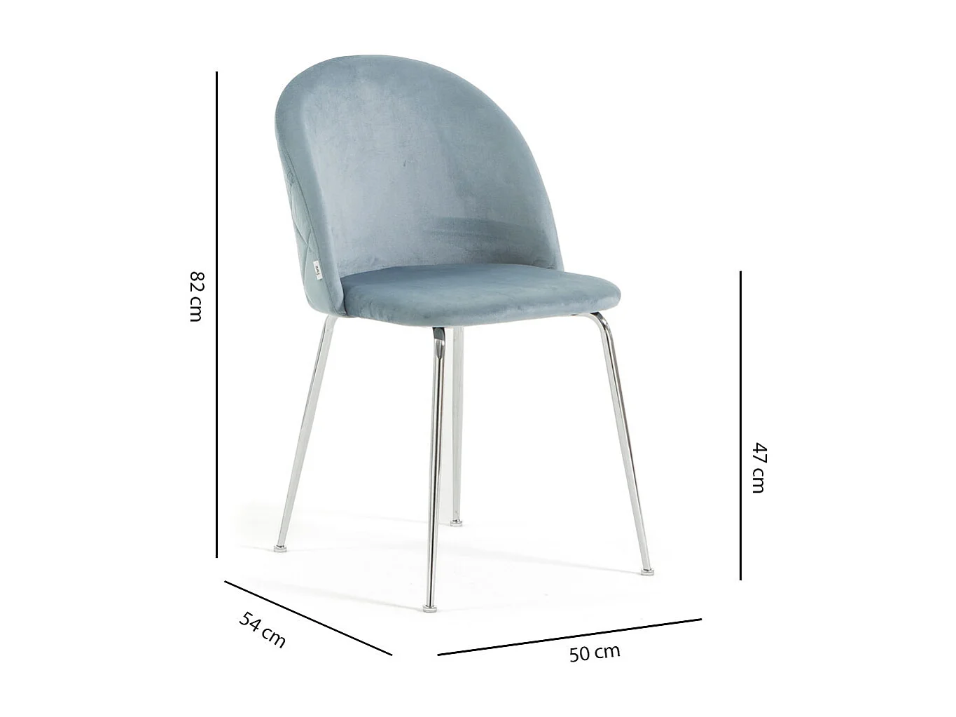 Lot de 2 chaises en velours avec pieds en métal, design élégant pour cuisine, salle à manger, bar ou restaurant – Sara – Bleu ciel/Argent