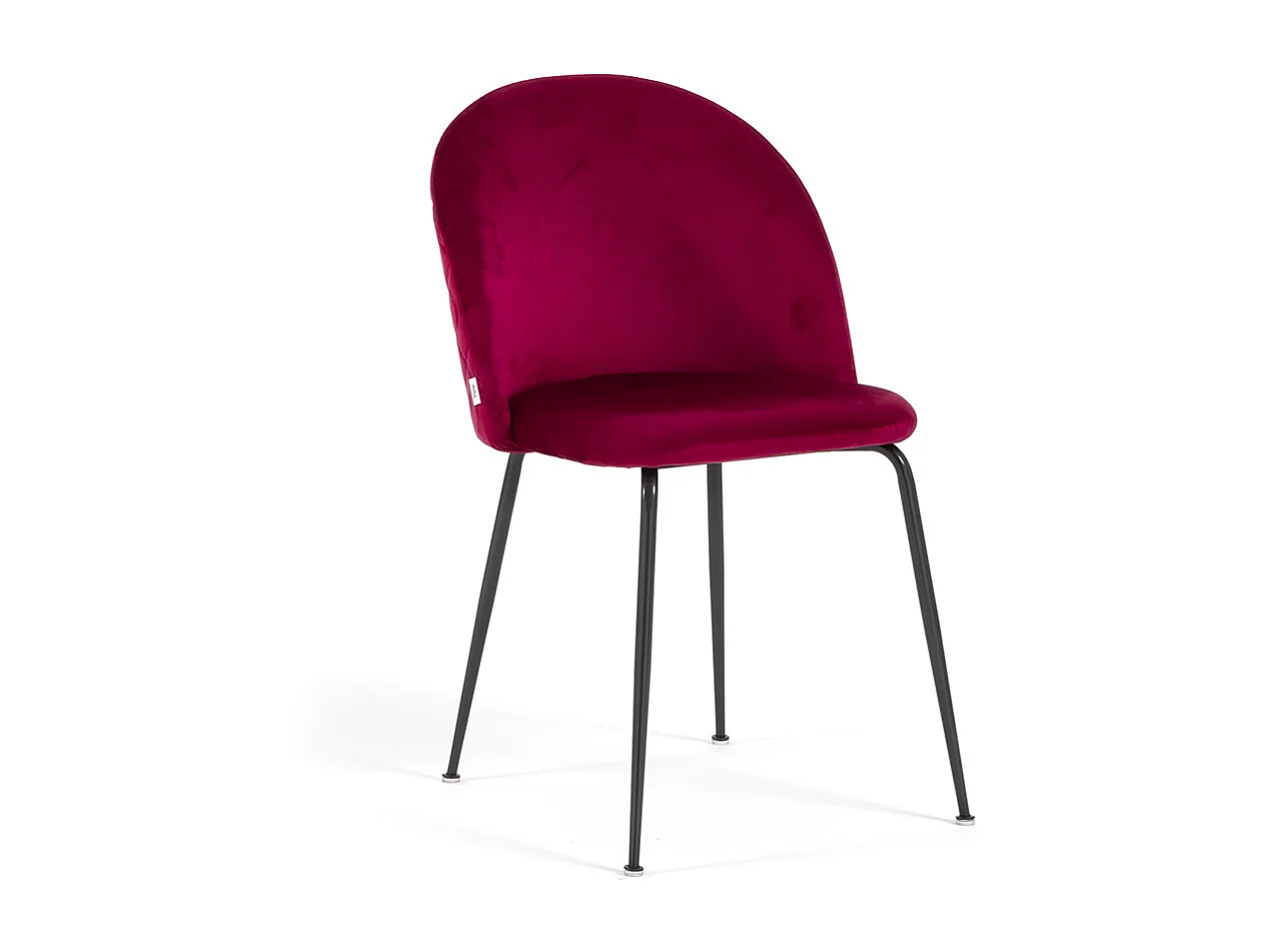 Lot de 2 chaises en velours avec pieds en métal, design élégant pour cuisine, salle à manger, bar ou restaurant – Sara – Amarena/Gris foncé