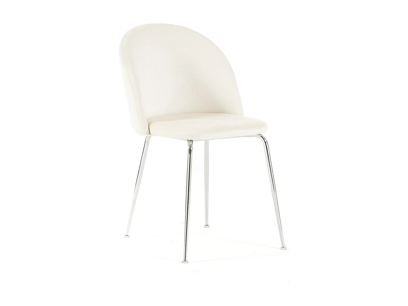 Lot de 2 chaises en velours avec pieds en métal, design élégant pour cuisine, salle à manger, bar ou restaurant – Sara – Blanc/Argent