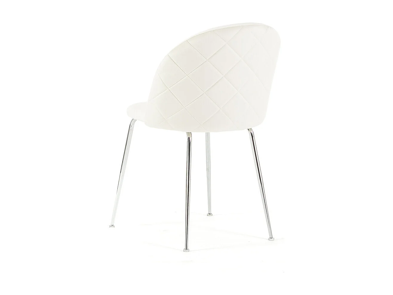Lot de 2 chaises en velours avec pieds en métal, design élégant pour cuisine, salle à manger, bar ou restaurant – Sara – Blanc/Argent