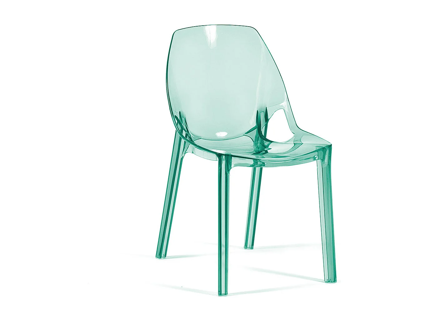Lot de 2 chaises en polycarbonate transparent, empilables, monobloc, résistantes, design moderne, idéales pour cuisine, bar et restaurant - LUCE - Vert