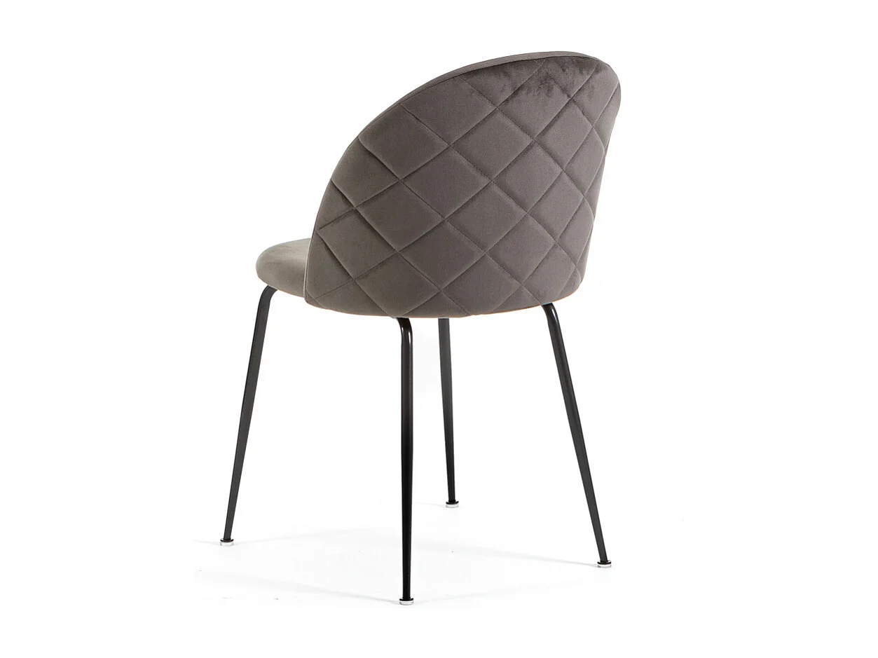 Lot de 2 chaises en velours avec pieds en métal, design élégant pour cuisine, salle à manger, bar ou restaurant – Sara – Gris foncé/Gris foncé