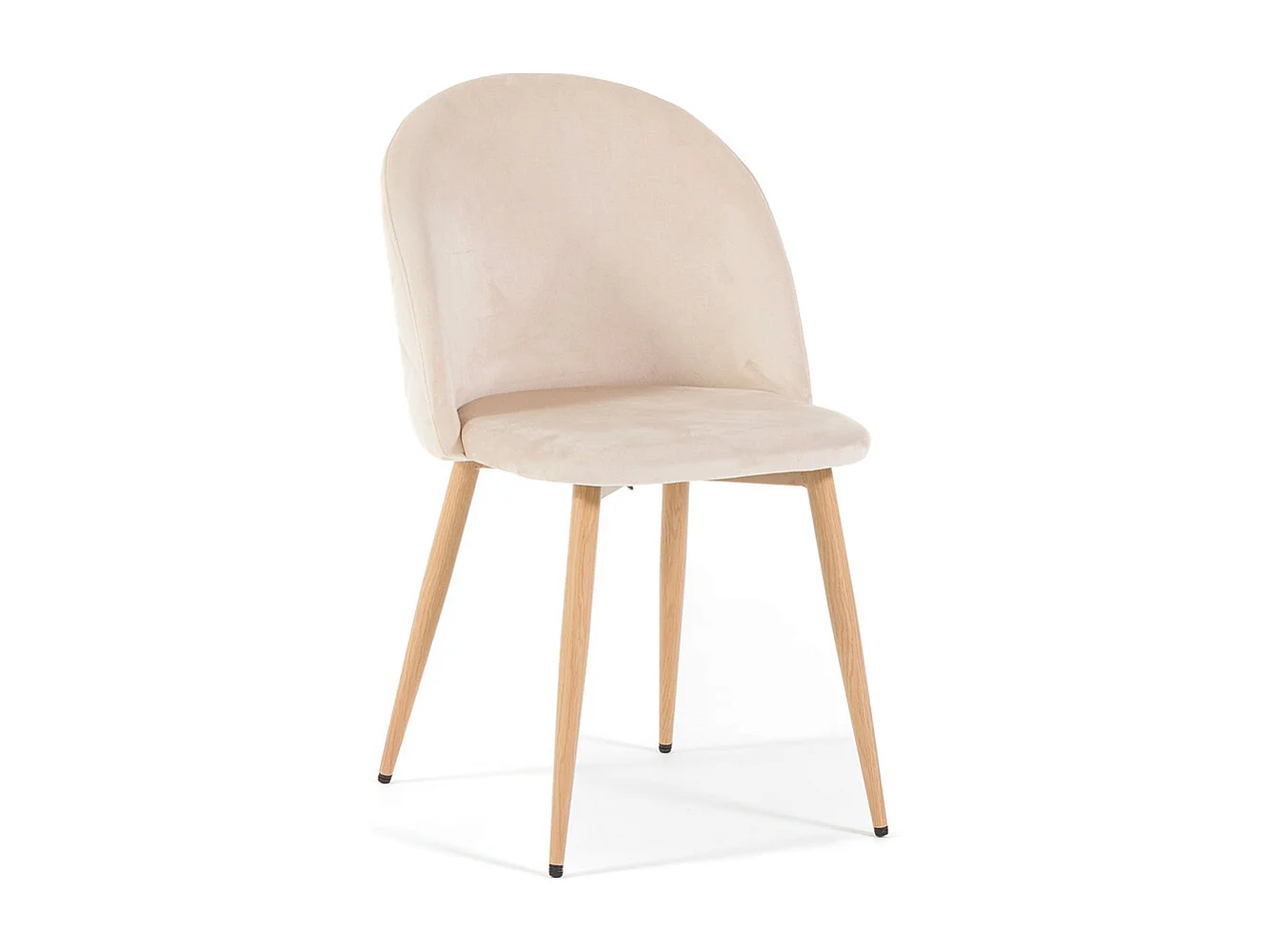 Set di 2 sedie in velluto con gambe in metallo, design elegante per cucina, sala da pranzo, bar o ristorante – Sara – Crema/Effetto Legno