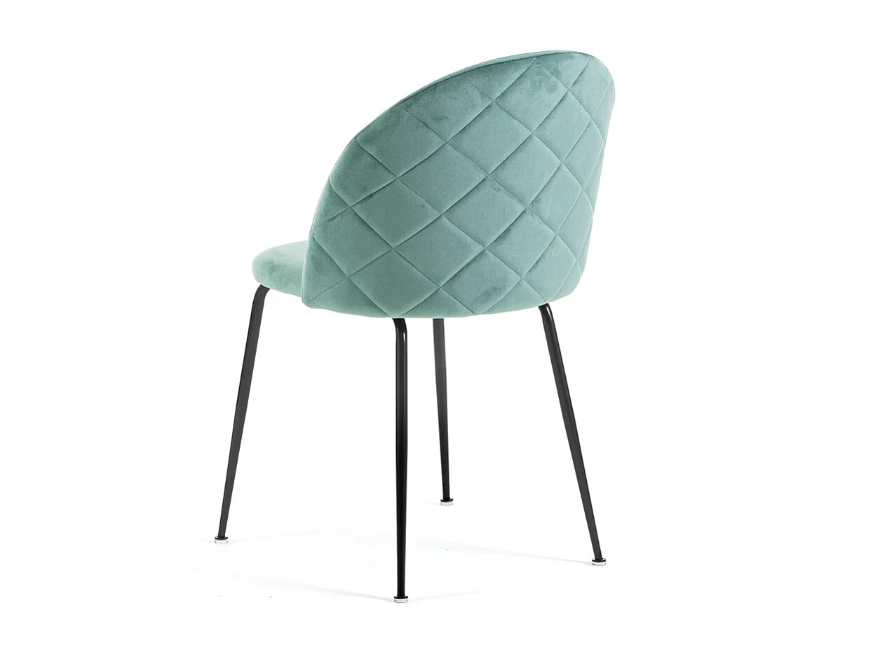Lot de 2 chaises en velours avec pieds en métal, design élégant pour cuisine, salle à manger, bar ou restaurant – Sara – Vert jade/Gris foncé