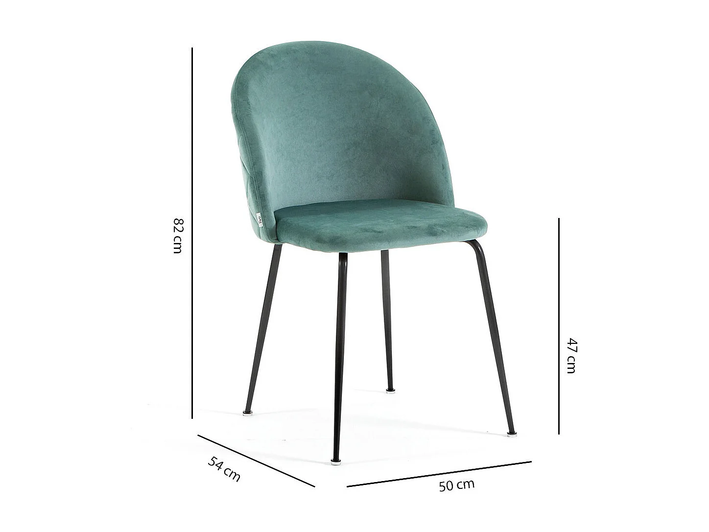 Lot de 2 chaises en velours avec pieds en métal, design élégant pour cuisine, salle à manger, bar ou restaurant – Sara – Vert jade/Gris foncé