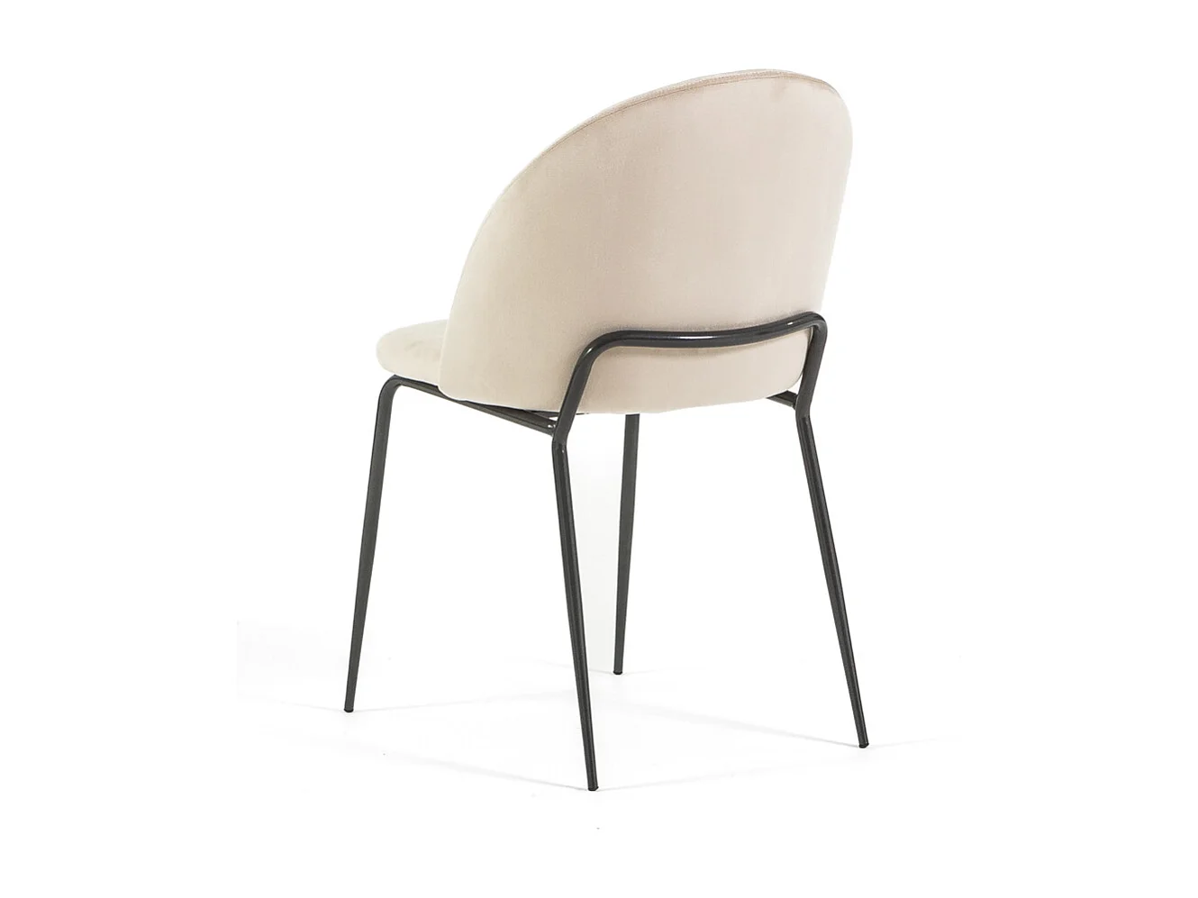 Lot de 2 chaises en velours d’intérieur, rembourrées, pieds en métal, design élégant pour cuisine, salle à manger, restaurant – Crème/Gris foncé–Sonia