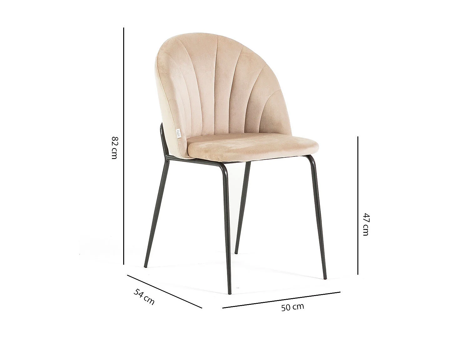 Lot de 2 chaises en velours d’intérieur, rembourrées, pieds en métal, design élégant pour cuisine, salle à manger, restaurant – Crème/Gris foncé–Sonia