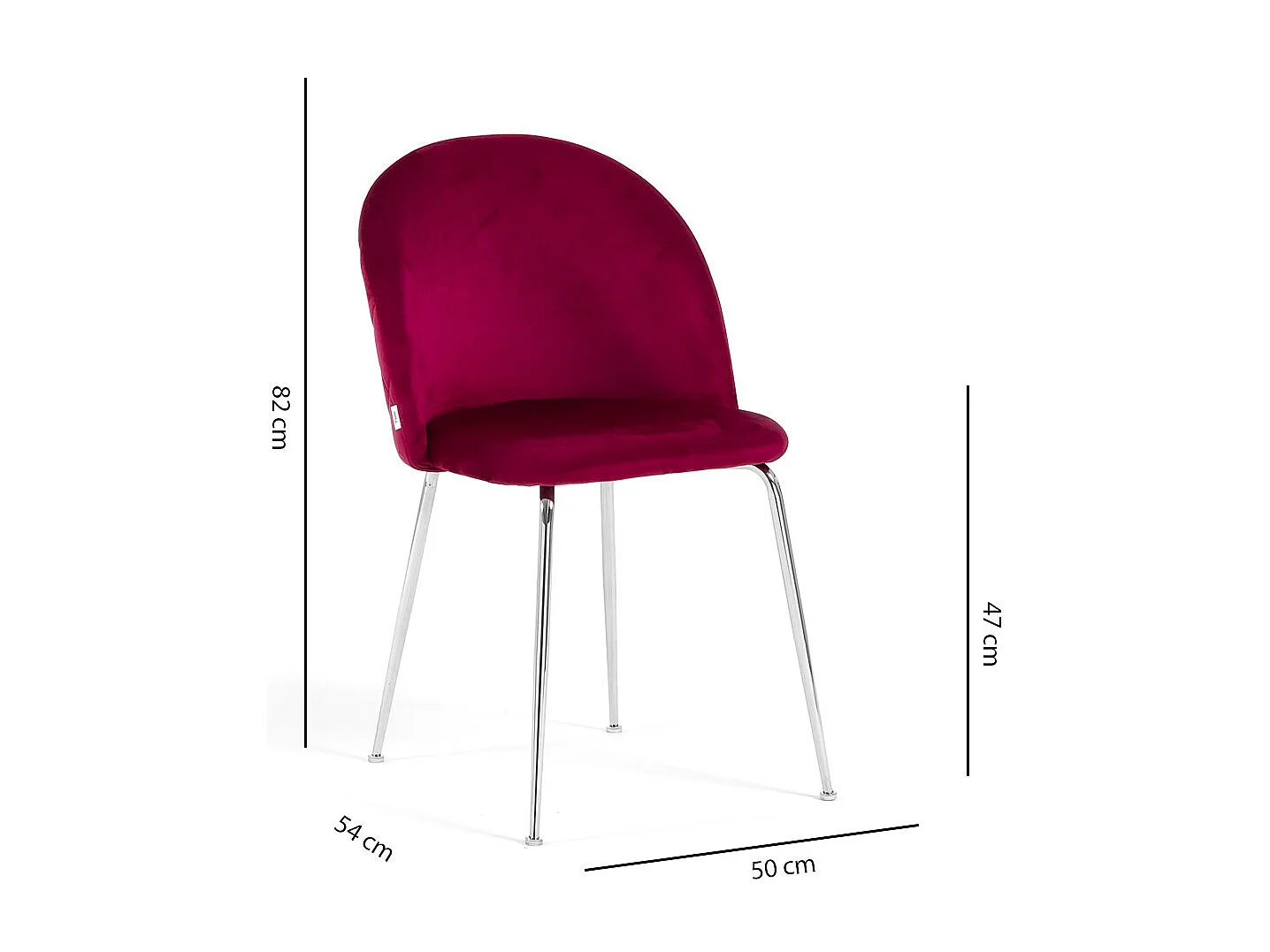 Lot de 2 chaises en velours avec pieds en métal, design élégant pour cuisine, salle à manger, bar ou restaurant – Sara – Amarena/Argent