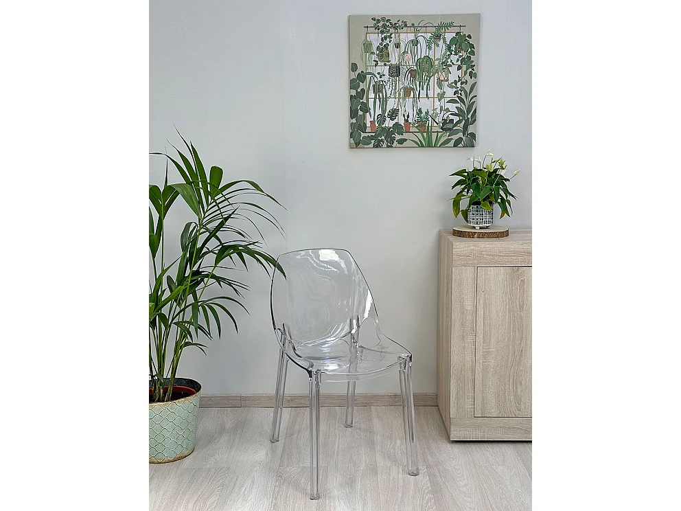 Lot de 2 chaises en polycarbonate transparent, empilables, monobloc, résistantes, design moderne, idéales pour cuisine, bar et restaurant - LUCE - Transparent