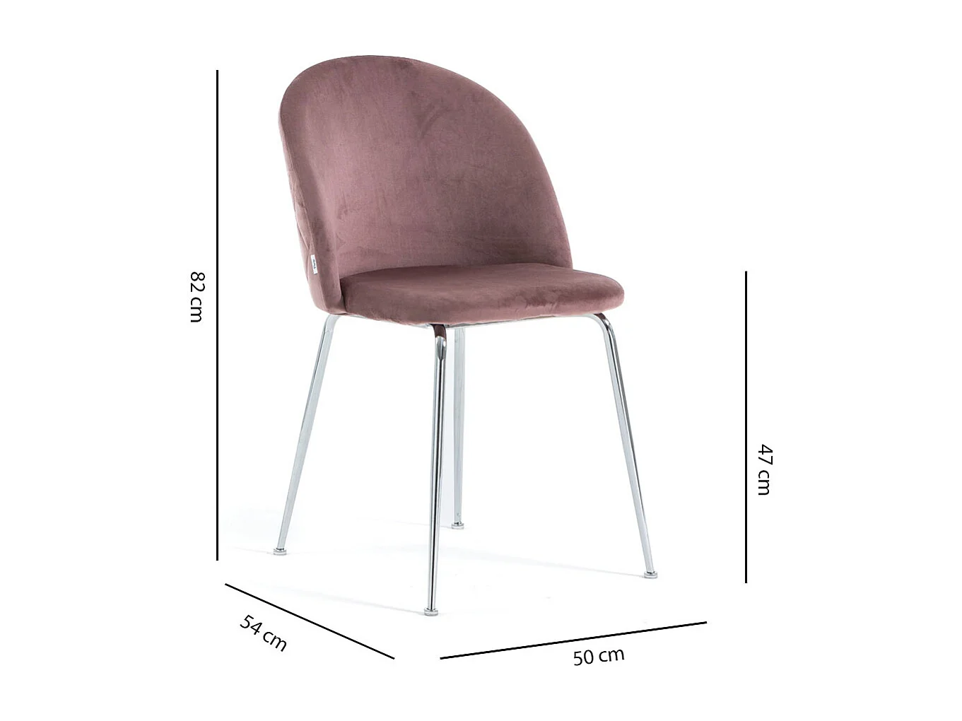 Lot de 2 chaises en velours avec pieds en métal, design élégant pour cuisine, salle à manger, bar ou restaurant – Sara – Rose blush/Argent