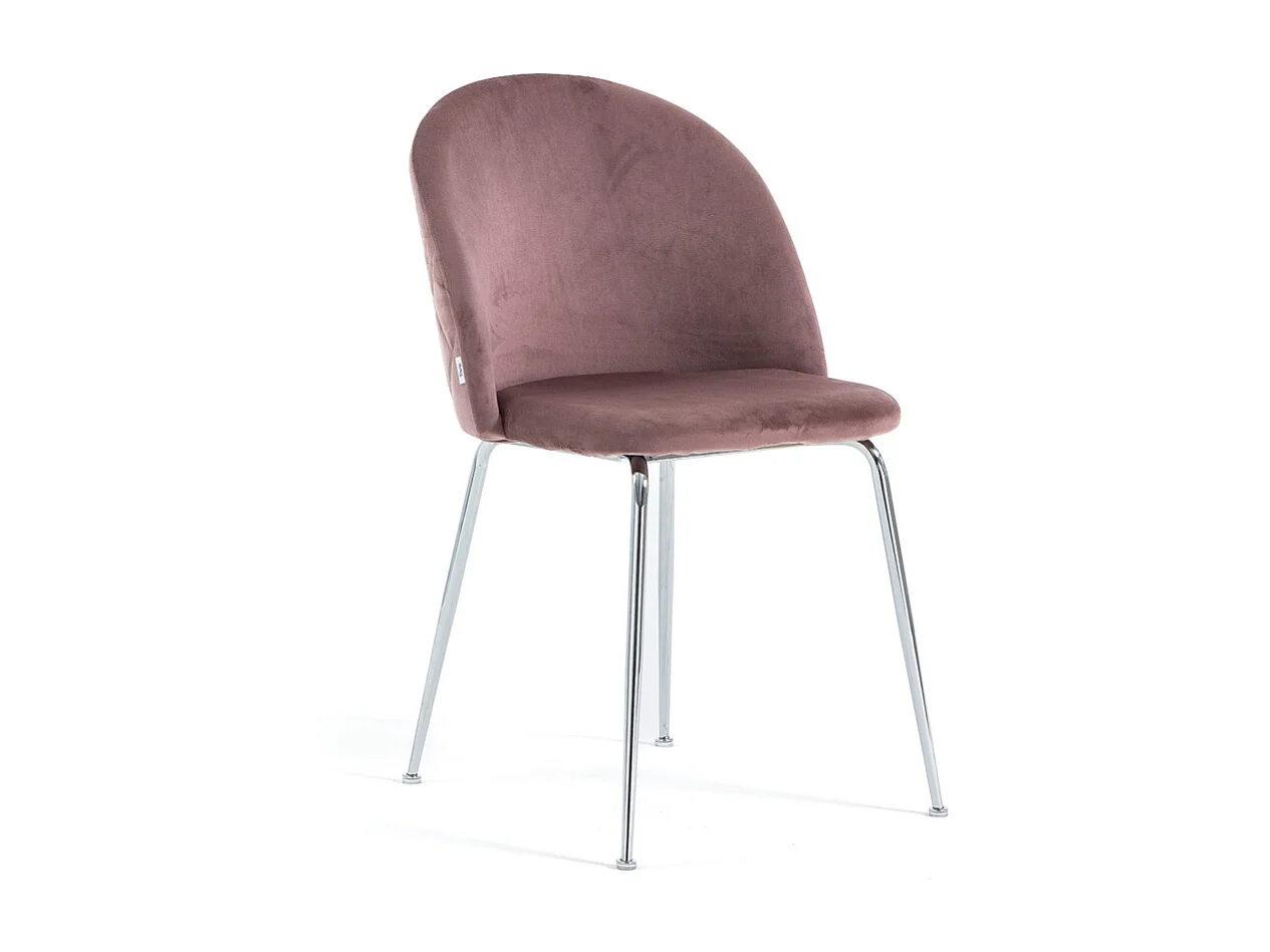 Lot de 2 chaises en velours avec pieds en métal, design élégant pour cuisine, salle à manger, bar ou restaurant – Sara – Rose blush/Argent