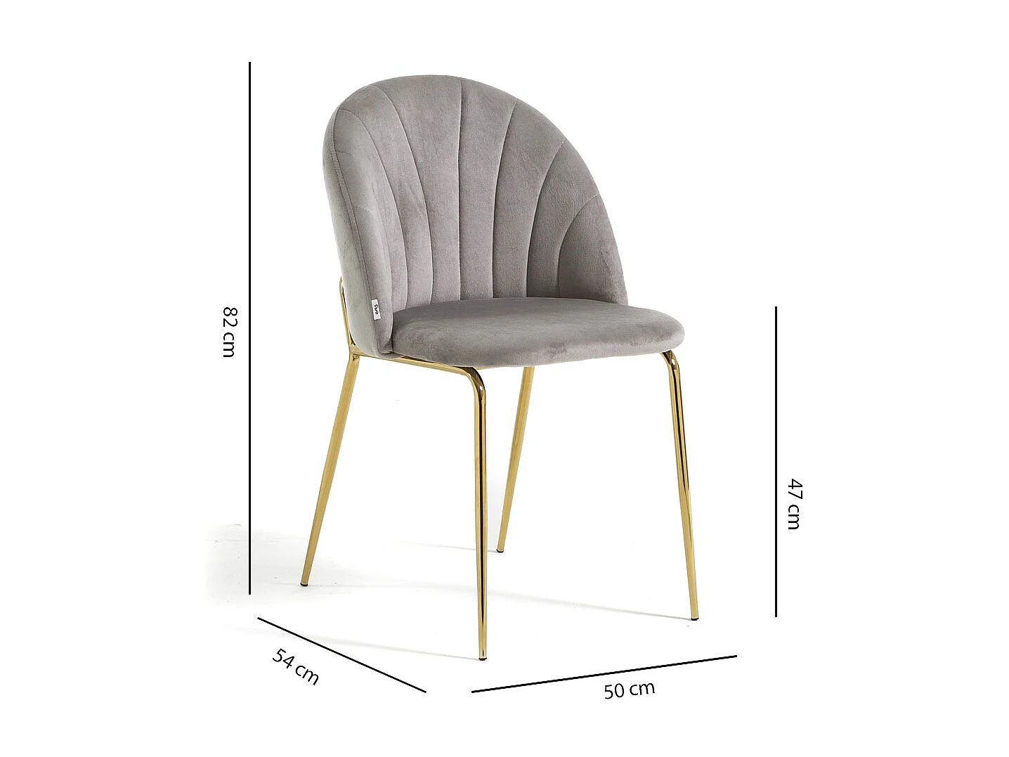 Lot de 2 chaises en velours d’intérieur, rembourrées, pieds en métal, design élégant pour cuisine, salle à manger, restaurant – Gris clair/Or – Sonia