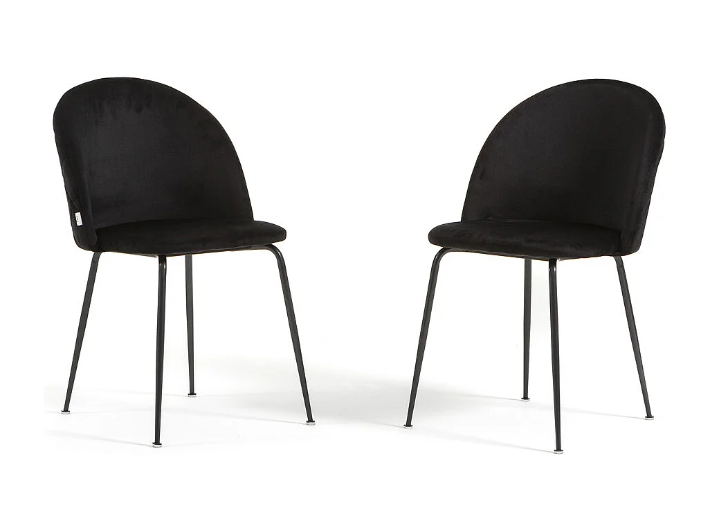 Lot de 2 chaises en velours avec pieds en métal, design élégant pour cuisine, salle à manger, bar ou restaurant – Sara – Noir/Gris foncé