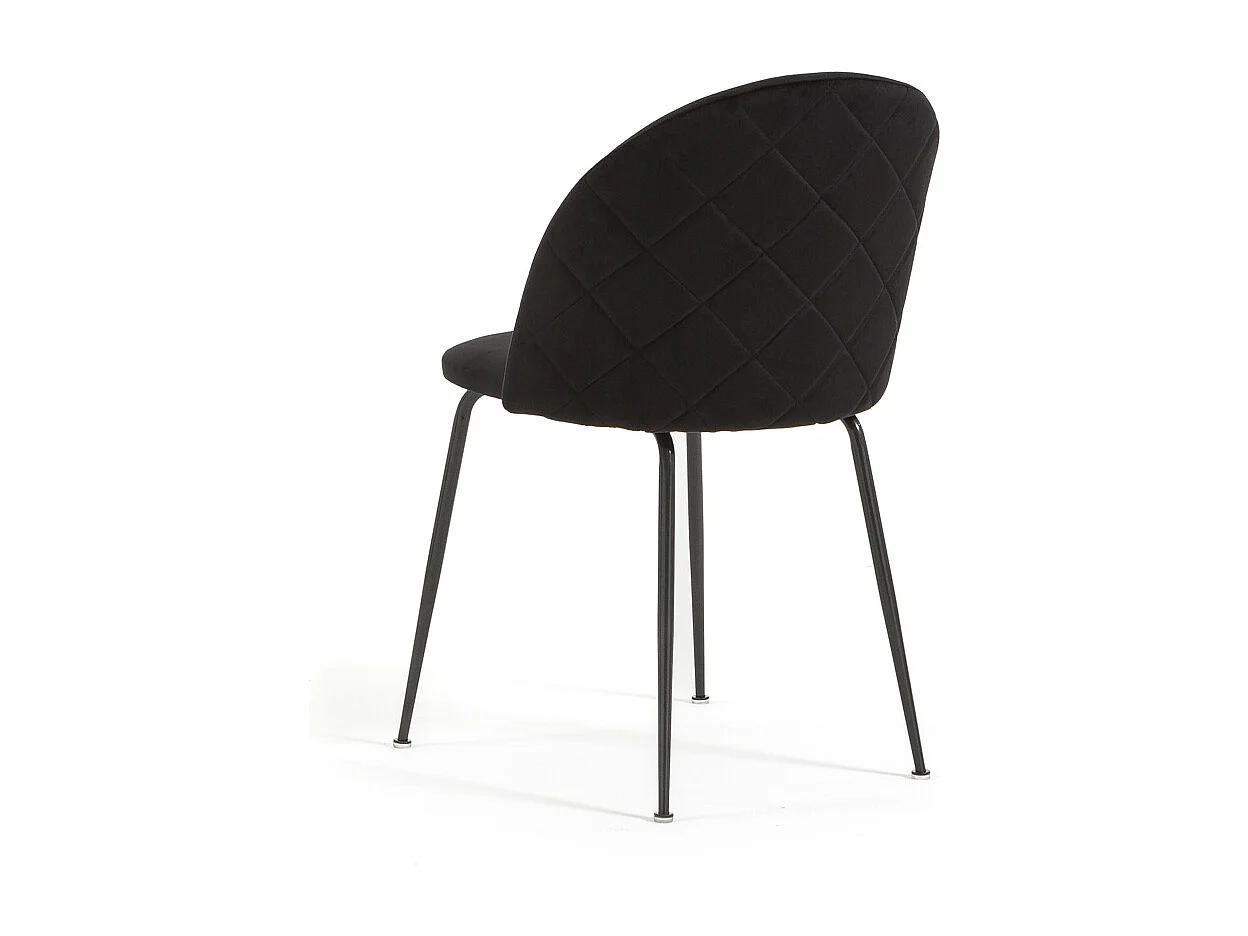 Lot de 2 chaises en velours avec pieds en métal, design élégant pour cuisine, salle à manger, bar ou restaurant – Sara – Noir/Gris foncé