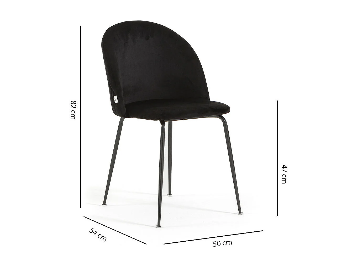 Lot de 2 chaises en velours avec pieds en métal, design élégant pour cuisine, salle à manger, bar ou restaurant – Sara – Noir/Gris foncé