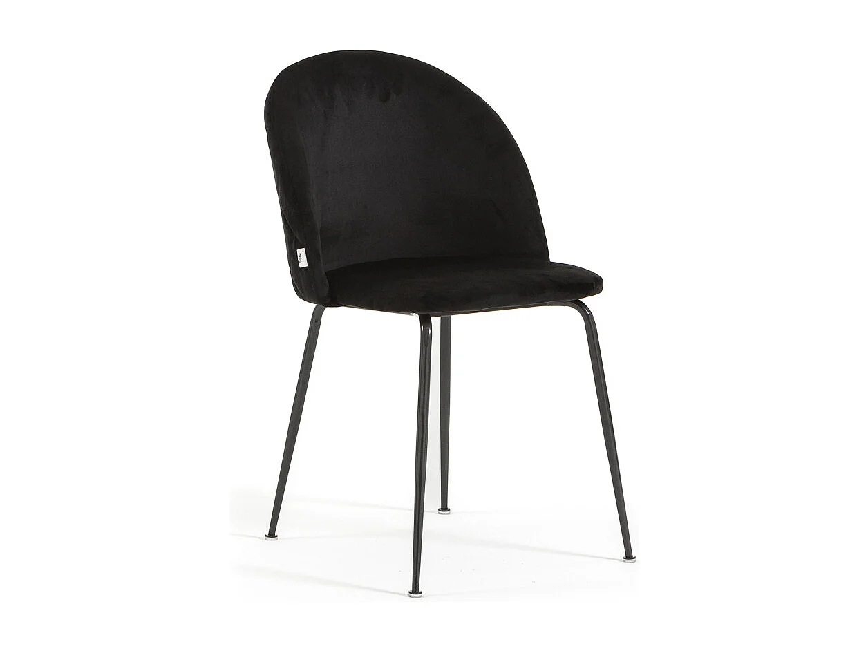 Lot de 2 chaises en velours avec pieds en métal, design élégant pour cuisine, salle à manger, bar ou restaurant – Sara – Noir/Gris foncé
