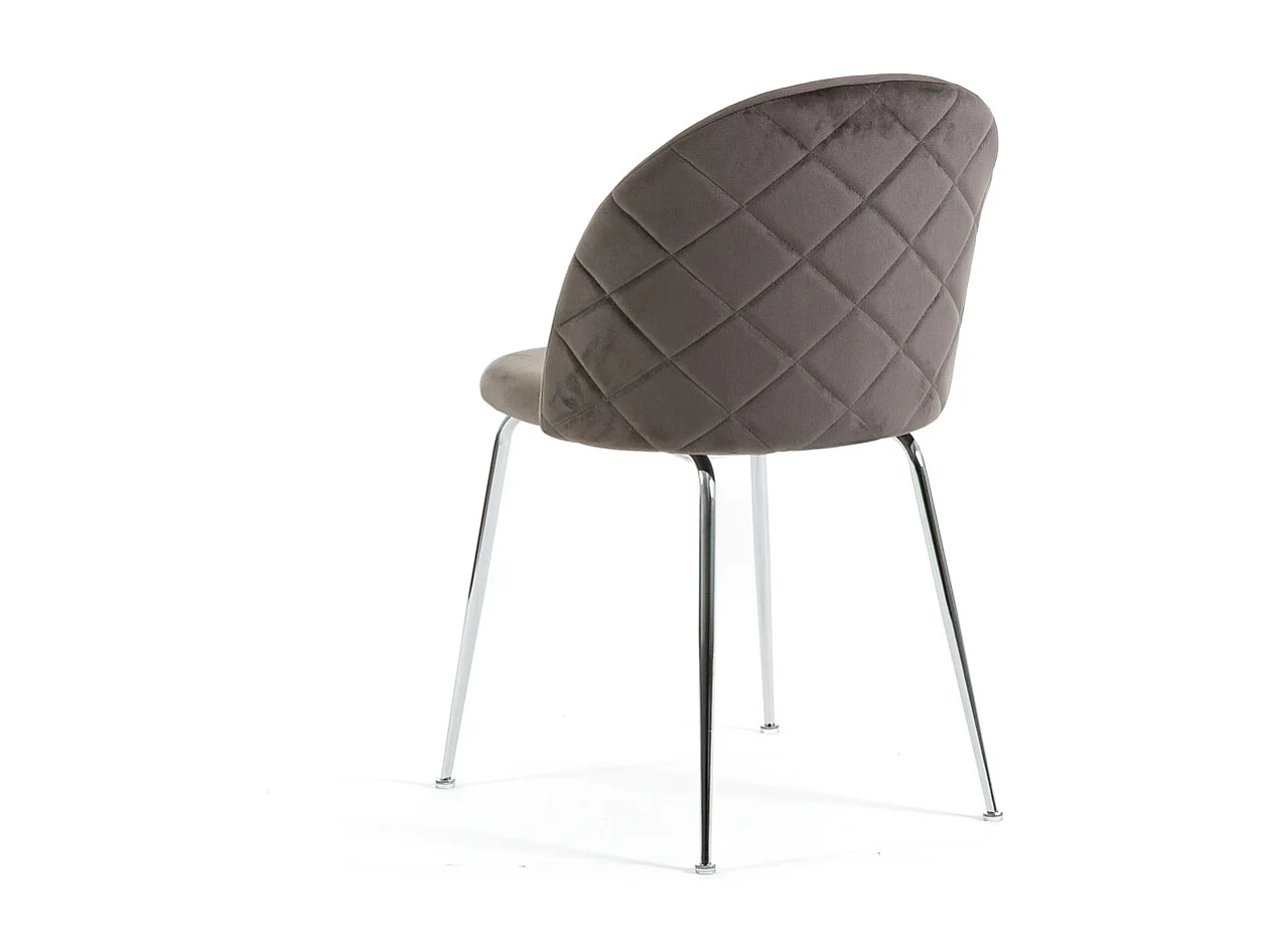 Lot de 2 chaises en velours avec pieds en métal, design élégant pour cuisine, salle à manger, bar ou restaurant – Sara – Gris foncé/Argent