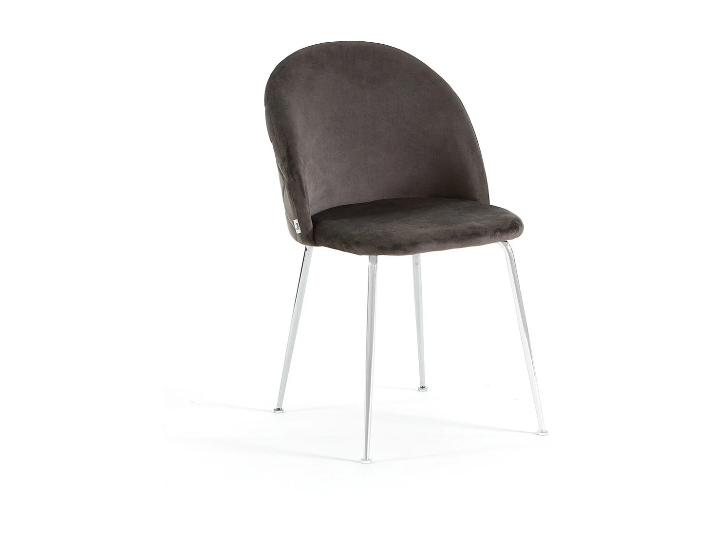 Lot de 2 chaises en velours avec pieds en métal, design élégant pour cuisine, salle à manger, bar ou restaurant – Sara – Gris foncé/Argent