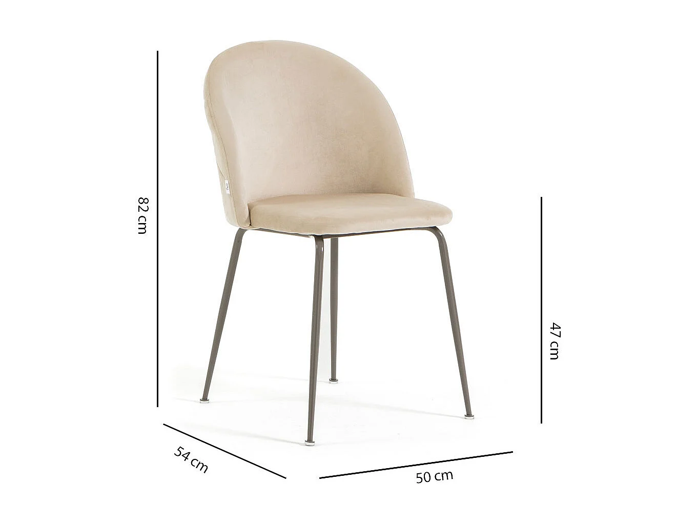 Lot de 2 chaises en velours avec pieds en métal, design élégant pour cuisine, salle à manger, bar ou restaurant – Sara – Crème/Taupe
