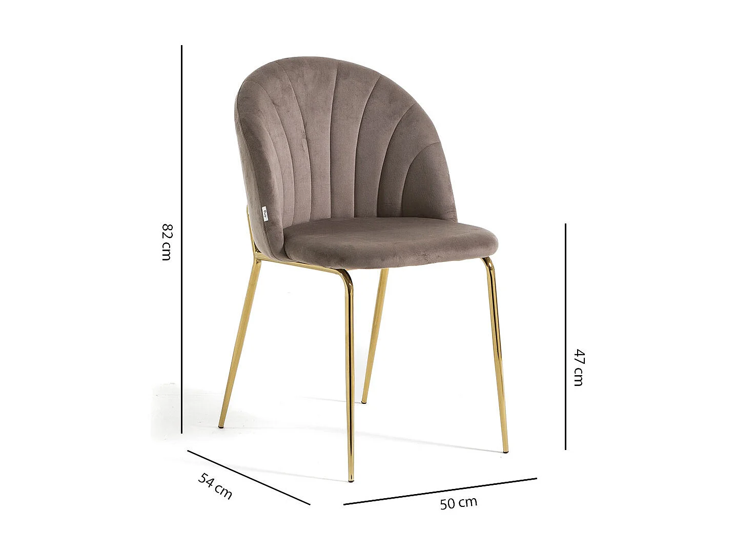 Lot de 2 chaises en velours d’intérieur, rembourrées, pieds en métal, design élégant pour cuisine, salle à manger, bar ou restaurant – Taupe/Or –Sonia