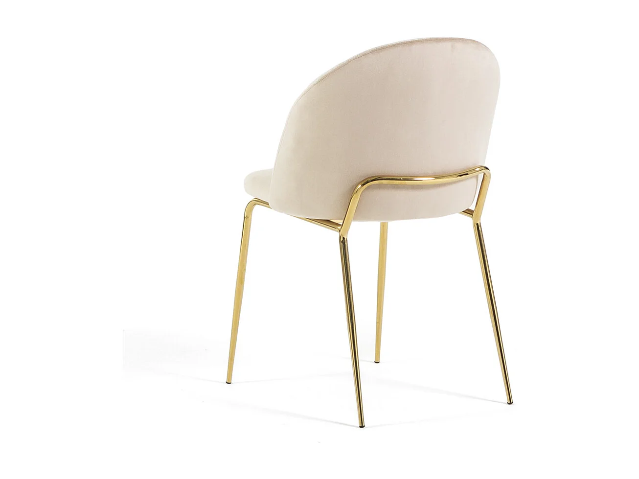 Set di 2 sedie da interno in velluto, imbottite, gambe in metallo, design elegante per cucina, sala da pranzo e ristorante – Crema/Oro – Sonia