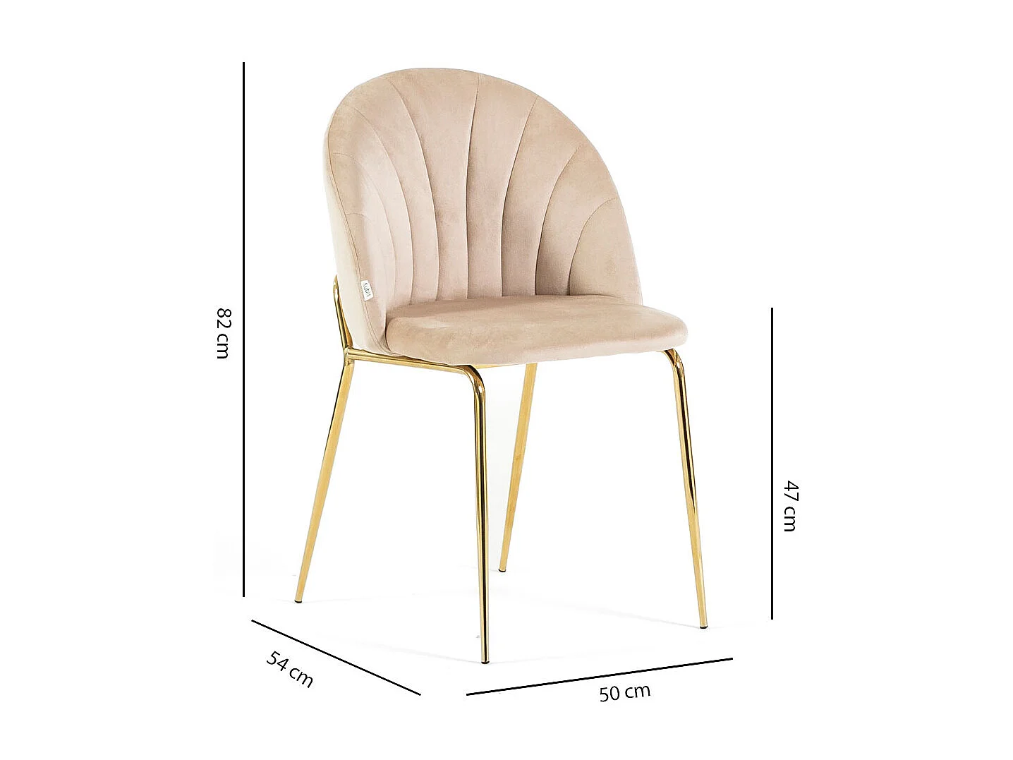 Set di 2 sedie da interno in velluto, imbottite, gambe in metallo, design elegante per cucina, sala da pranzo e ristorante – Crema/Oro – Sonia