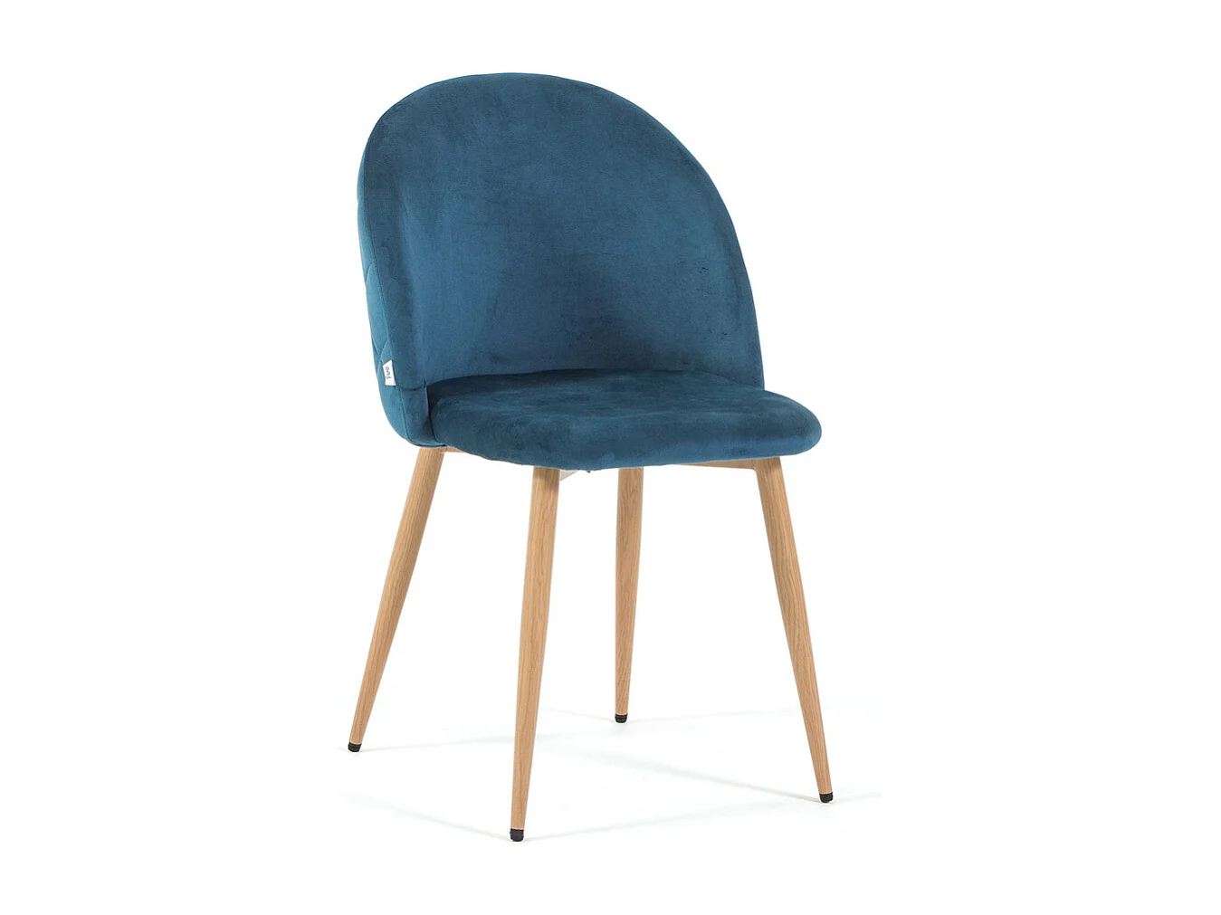 Set di 2 sedie in velluto con gambe in metallo, design elegante per cucina, sala da pranzo, bar o ristorante – Sara – Blu/Effetto Legno