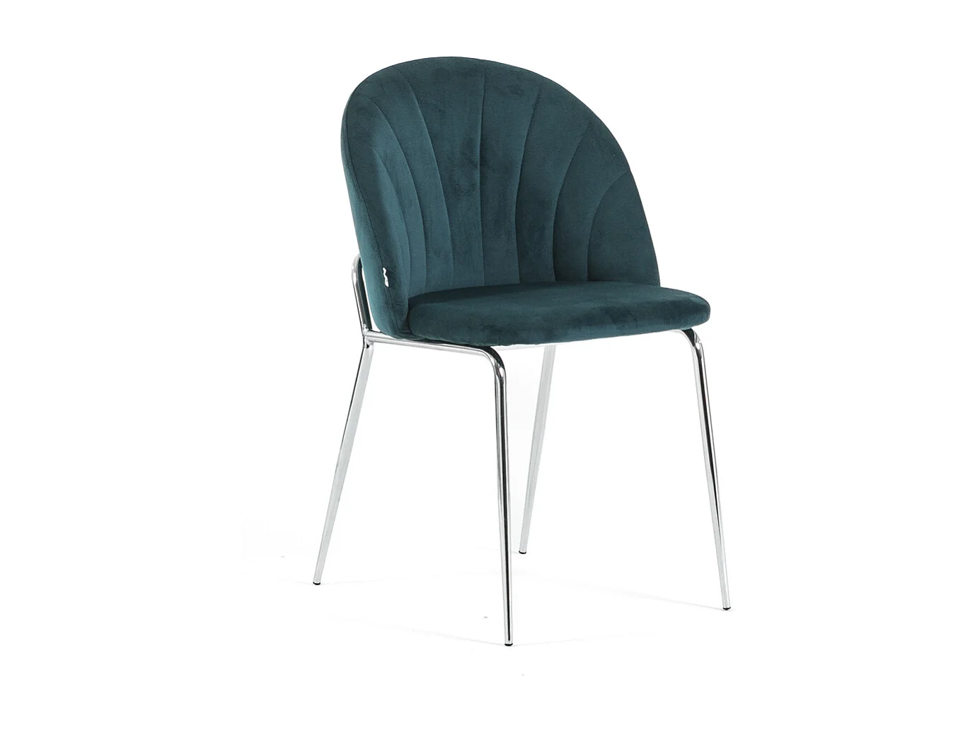 Lot de 2 chaises en velours d’intérieur, rembourrées, pieds en métal, design élégant pour cuisine, salle à manger, restaurant–Bleu canard/Argent–Sonia