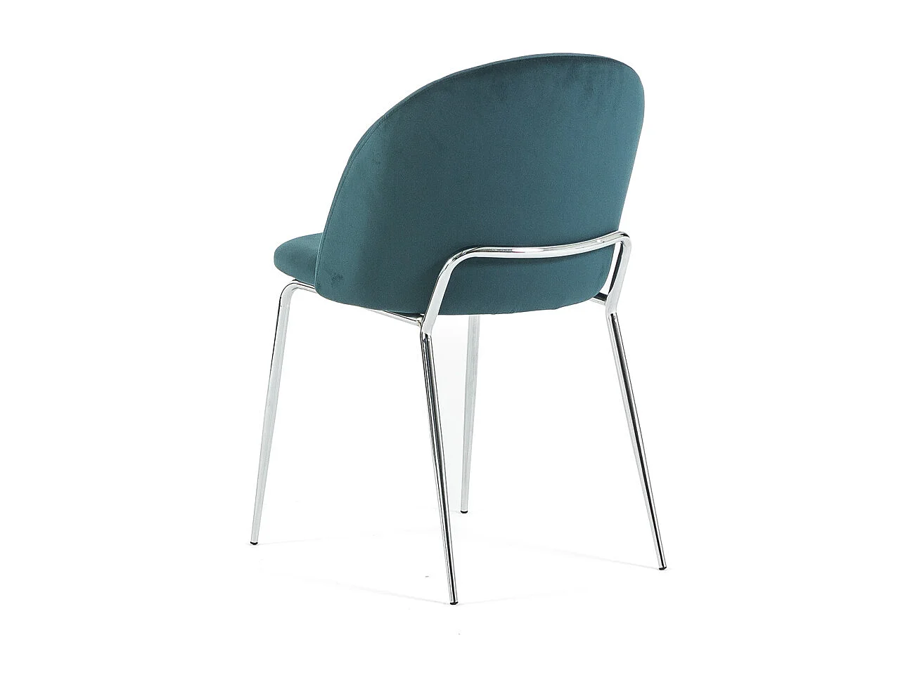 Lot de 2 chaises en velours d’intérieur, rembourrées, pieds en métal, design élégant pour cuisine, salle à manger, restaurant–Bleu canard/Argent–Sonia