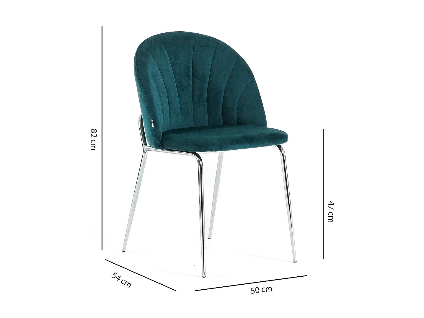 Lot de 2 chaises en velours d’intérieur, rembourrées, pieds en métal, design élégant pour cuisine, salle à manger, restaurant–Bleu canard/Argent–Sonia
