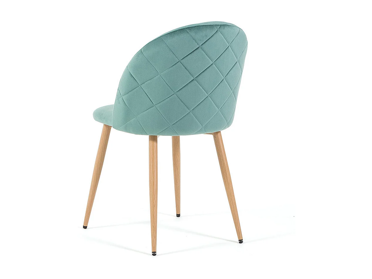 Lot de 2 chaises en velours avec pieds en métal, design élégant pour cuisine, salle à manger, bar ou restaurant – Sara – Vert jade/Effet bois