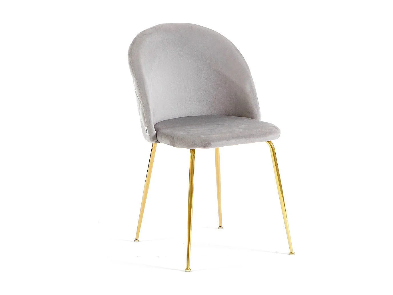 Lot de 2 chaises en velours avec pieds en métal, design élégant pour cuisine, salle à manger, bar ou restaurant – Sara – Gris clair/Or