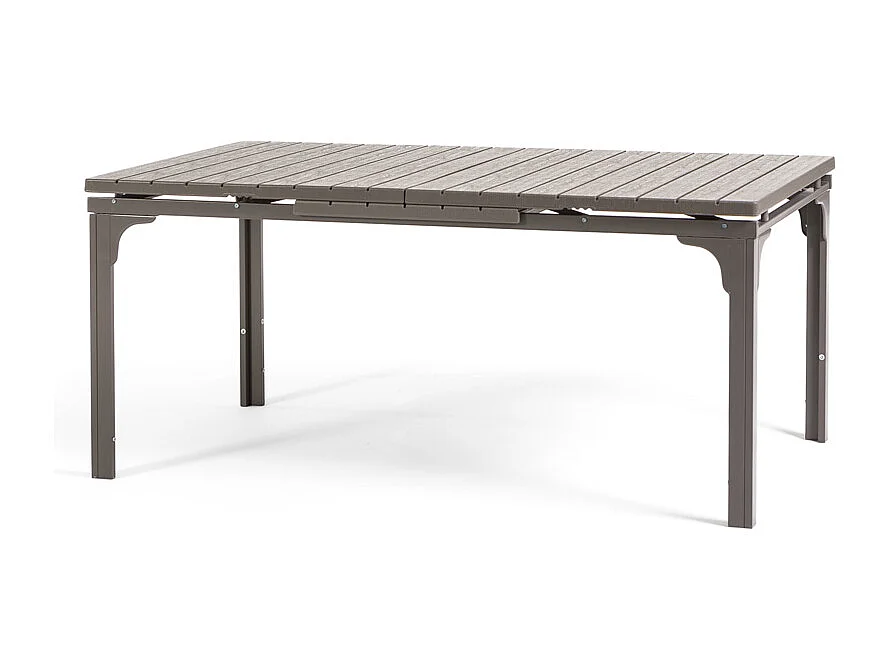 Table de jardin extensible 180/240x90 cm,structure en acier,plateau effet bois,10 personnes,pour jardin ou terrasse - THOMAS XL - Taupe