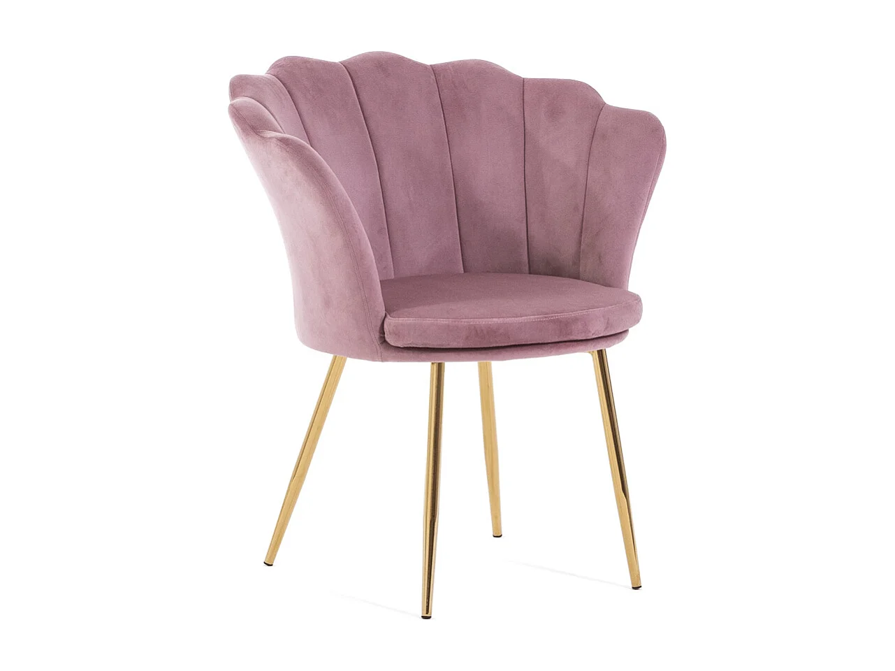 Fauteuil en velours d’intérieur en forme de coquillage,au design raffiné et élégant,pieds en métal,idéal pour chambre ou salon–Shelly–Rose/Or