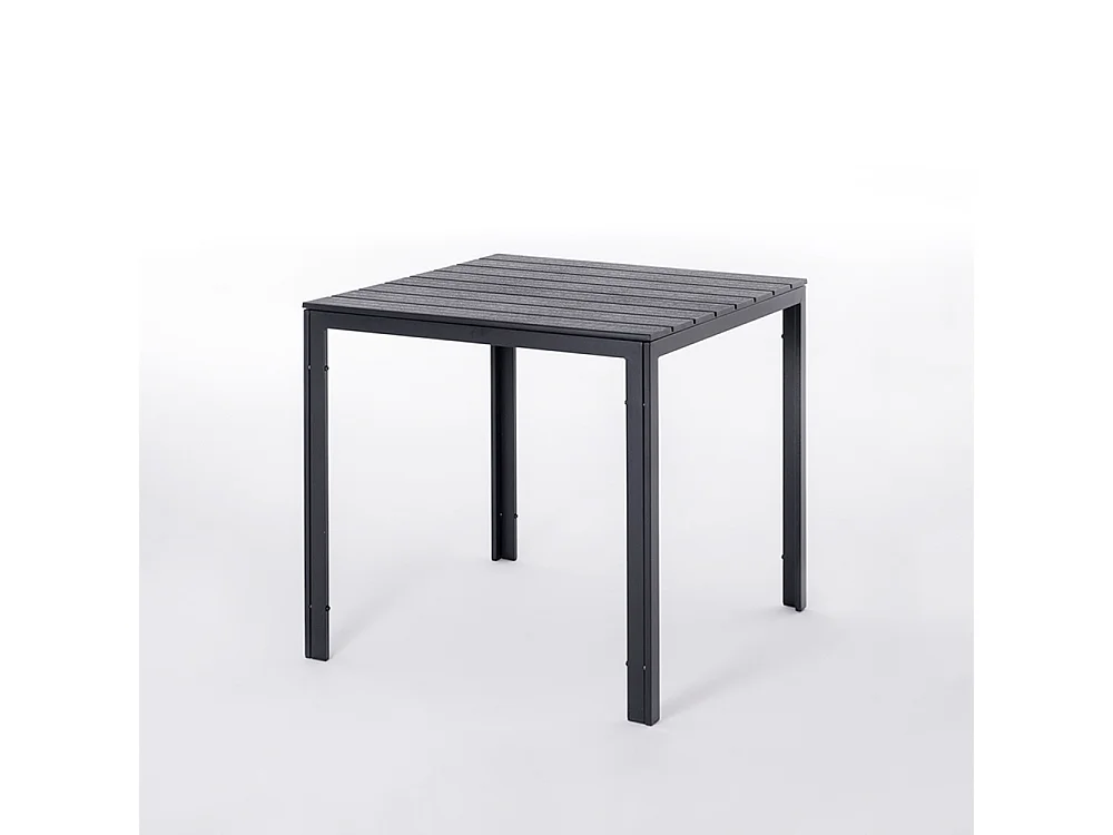 Table de jardin carrée 78x78 cm,structure en acier et plateau effet bois,style moderne pour jardin ou terrasse - GABRIEL - Noir