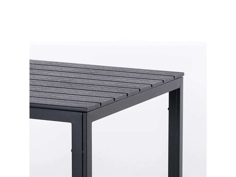 Table de jardin carrée 78x78 cm,structure en acier et plateau effet bois,style moderne pour jardin ou terrasse - GABRIEL - Noir